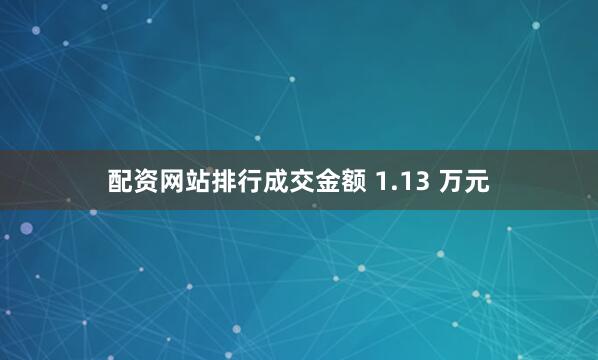 配资网站排行成交金额 1.13 万元